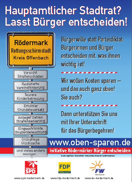 Oben sparen ist eine initiative Rödermärker Bürger entscheiden 